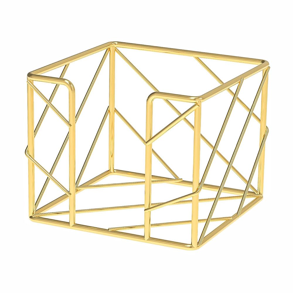 Memo Pad Holder, Desktop Memo Organizer & Note Dispenser, Iron Mesh Desk Accessory for Office, Home & Study, Gold