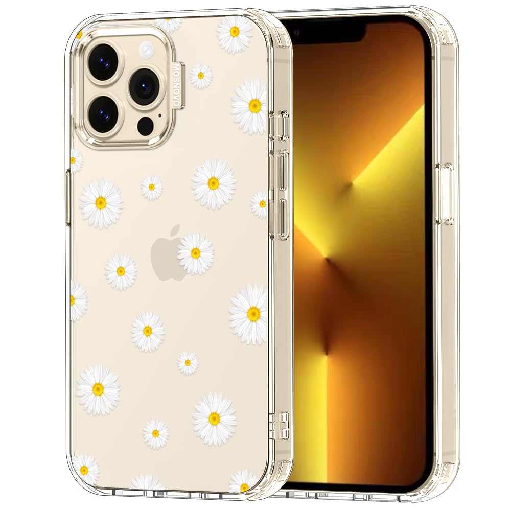 MOSNOVO Case for iPhone 13 Pro Max, [Buffertech 6.6ft Military-Grade Drop Protection] [Anti Peel Off Tech] Clear TPU Bumper Phone Case Cover Design -