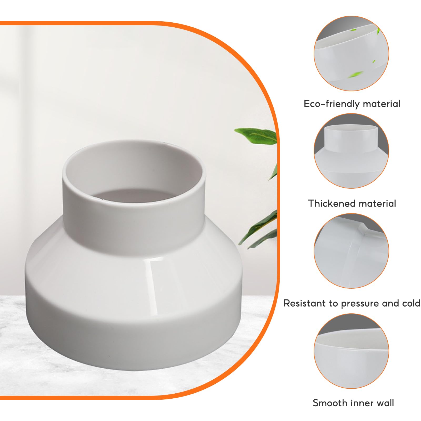 Réducteur de conduit de 150 mm à 100 mm, coupleur de réduction de conduit rond avec colliers de serrage en acier inoxydable (91-114 mm, 141-165 mm) pour ventilateurs d'extracteur, hotte aspirante