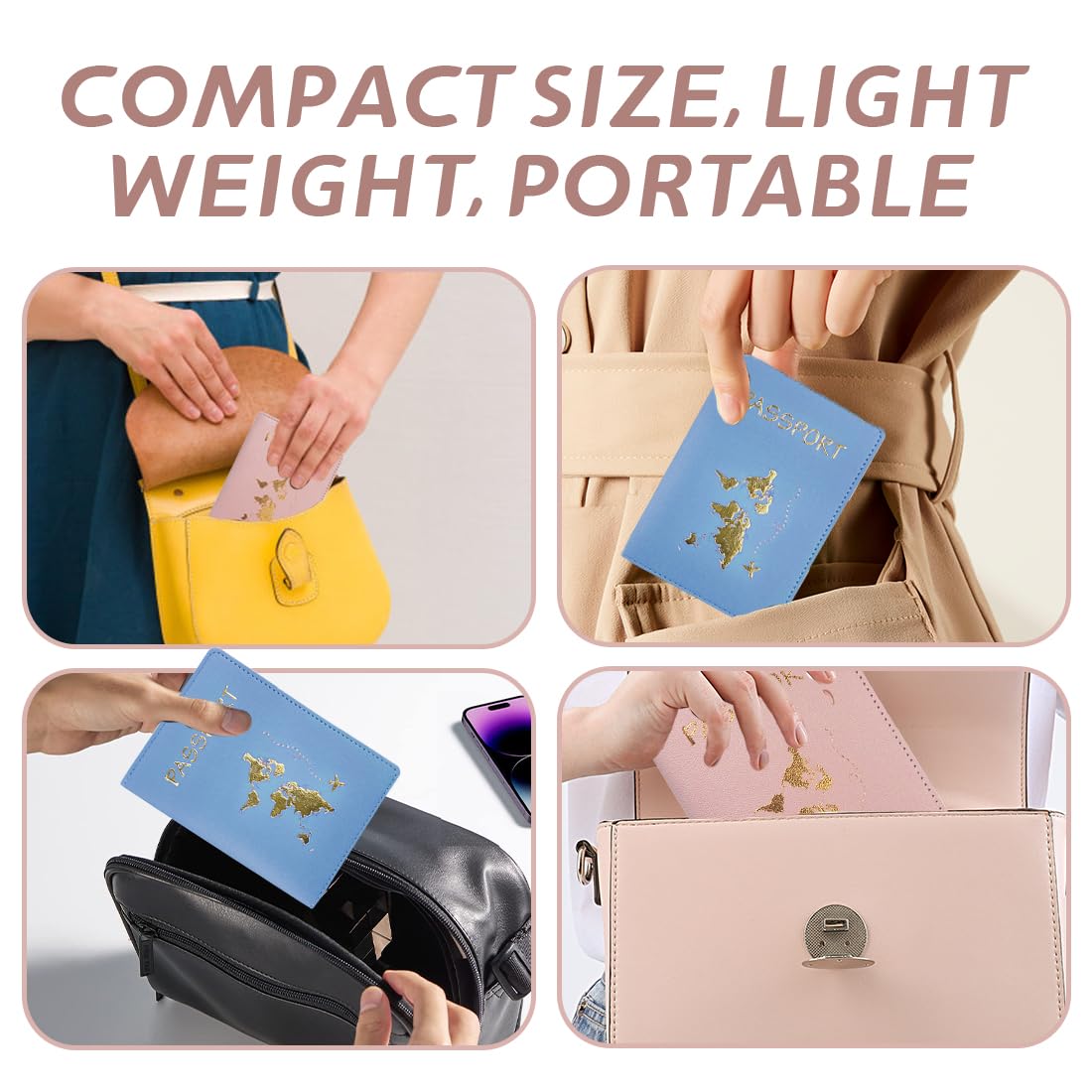 Auefudq Porte-Passeport Housse, 2 Pcs Couvertures De Passeport Et 2 Pcs Étiquette Valise, Pu Cuir Imperméable Etiquette Bagage Pour Les Couples Fête De Mariage Honeymoon Voyage