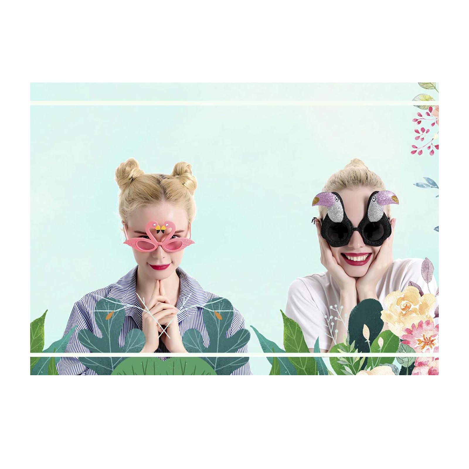 Yuelulala 9 works Runup Party Glasses, Funny Sunglasses, Funky Party Sunglasses for Leisure Use Novelty Hawaii Glasses - Image 2