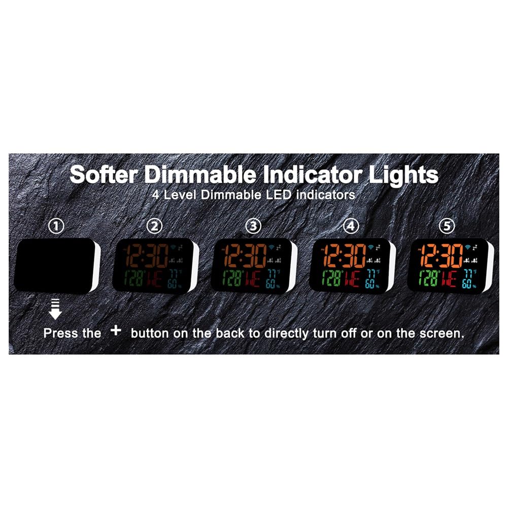 Tuya WiFi Reloj Calendario Termómetro Inteligente Higrómetro con Pantalla LED Digital Soporte WiFi Autocalibración