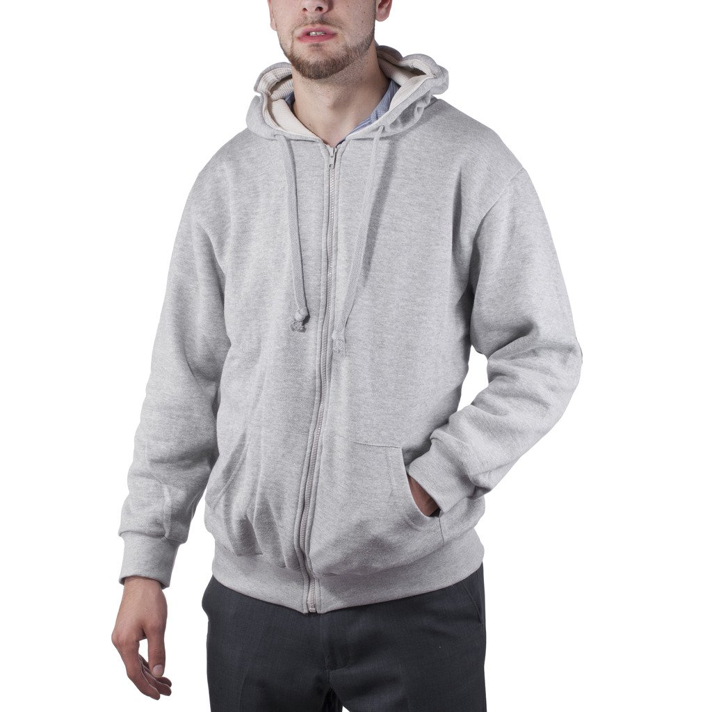 Artic Pole Men's Heat Retention Cotton Polyester Thermal Lined Hoodie Jacket X Large, Heather Grey