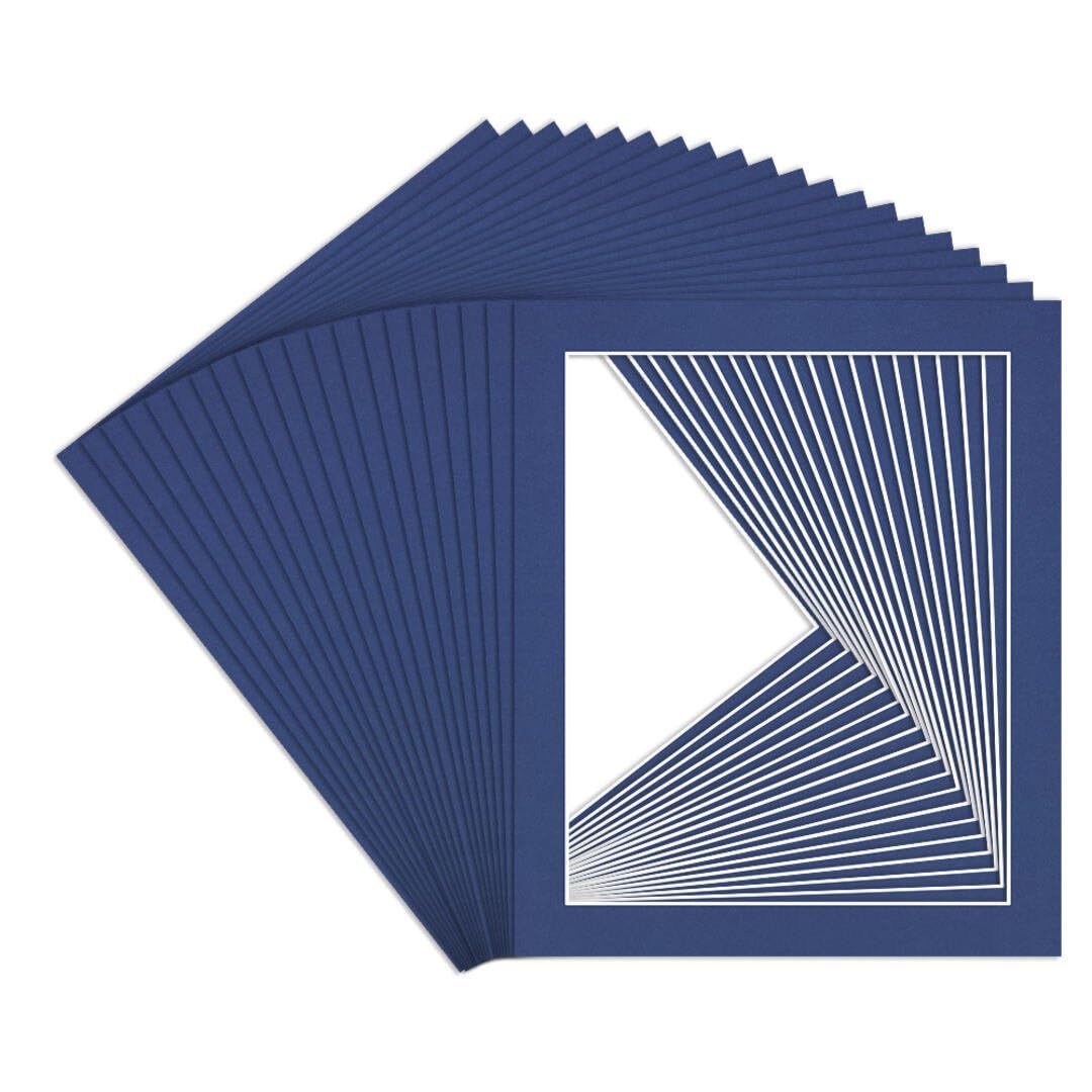 Procut Global 12x10" Blue Picture Mounts to Fit 10x8" Aperture - Precision Cut Cardboard Photo Mount - Ideal for Frames, Prints, Artwork & Certificates - Sizes & Colours Available - 20 Pack