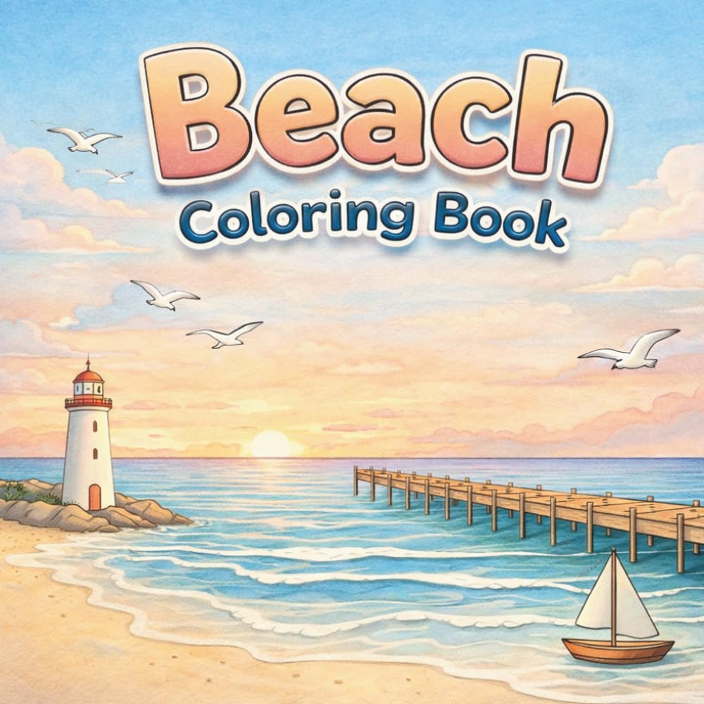 Beach Coloring Book for Kids Ages 4–8: Relaxing Coastal Scenes to Color | Ocean, Lighthouse, Summer Activities and Seaside Adventures (Summer Fun Coloring Books for Kids)