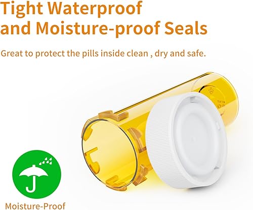 Miniatura 3 de Paquete de 12 botellas de plástico para píldoras vacías con tapas a prueba de niños, contenedor portátil de medicamentos recetados, vial