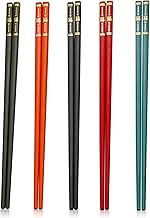 Chopsticks Reusable Chop Sticks Fiberglass Chopstick Non-Slip Chopsticks Cooking Chopsticks Japanese Chinese Style Chopsticks Set Dishwasher Safe (5 Pairs)