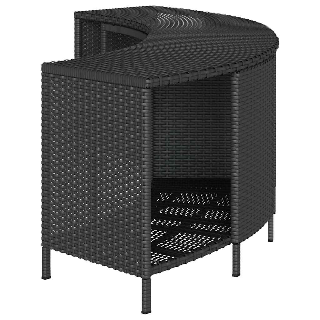 Generisch Outdoor-Regale für Whirlpool 2 STK. Schwarz Poly Rattan,Heim Garten,Pool Spa,Pool- Whirlpool-Zubehör-365620