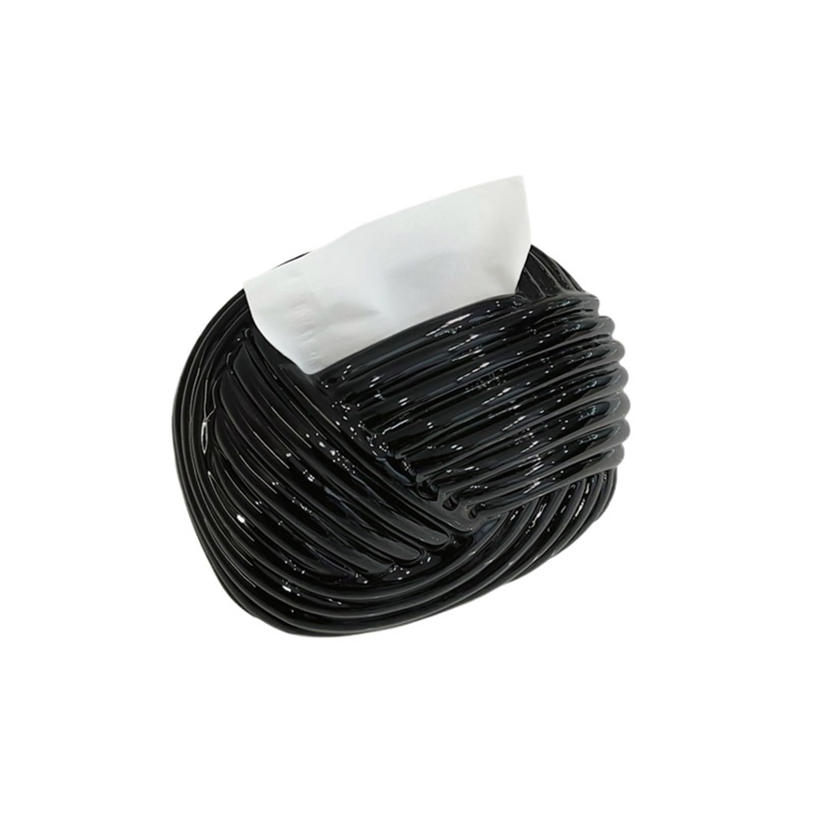 Tissue Case Light Luxury Ceramic Knotted Tissue Box Home Creative Napkin Facial Dispenser Ornaments Tissue Dispenser(Black)