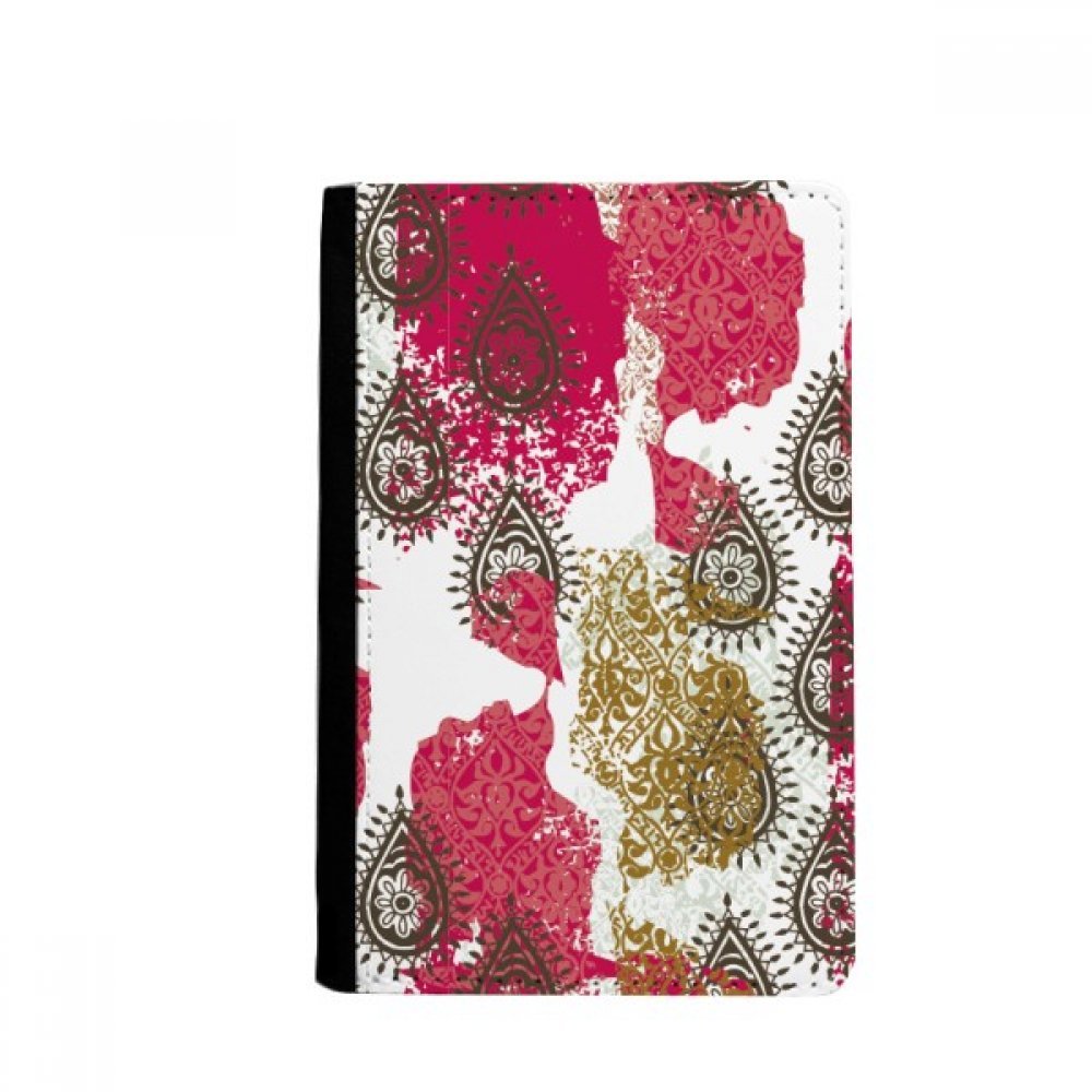 Red Yellow Flower Leaf Abstract Pattern Passport Holder Notecase Burse Wallet Cover Card Purse