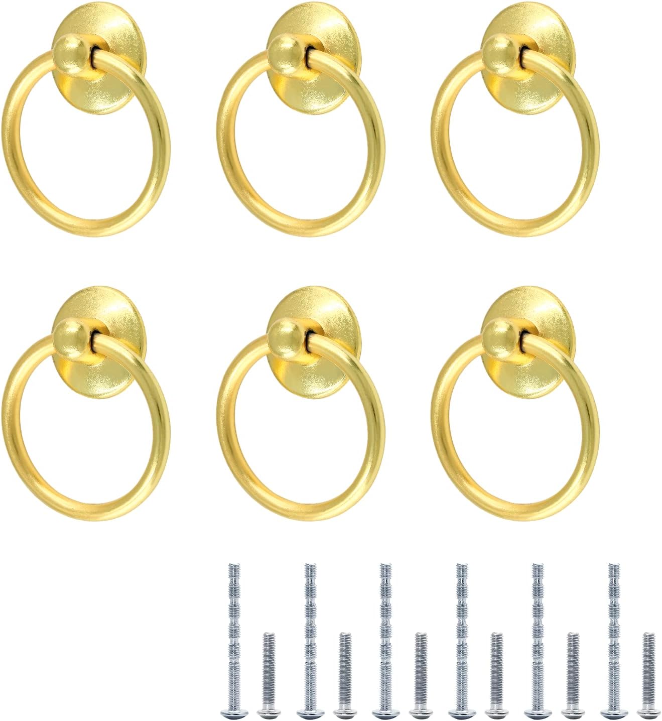 Waziaqoc 6PCS Modern Style Ring Pulls, Silver Pull Ring Zinc Alloy