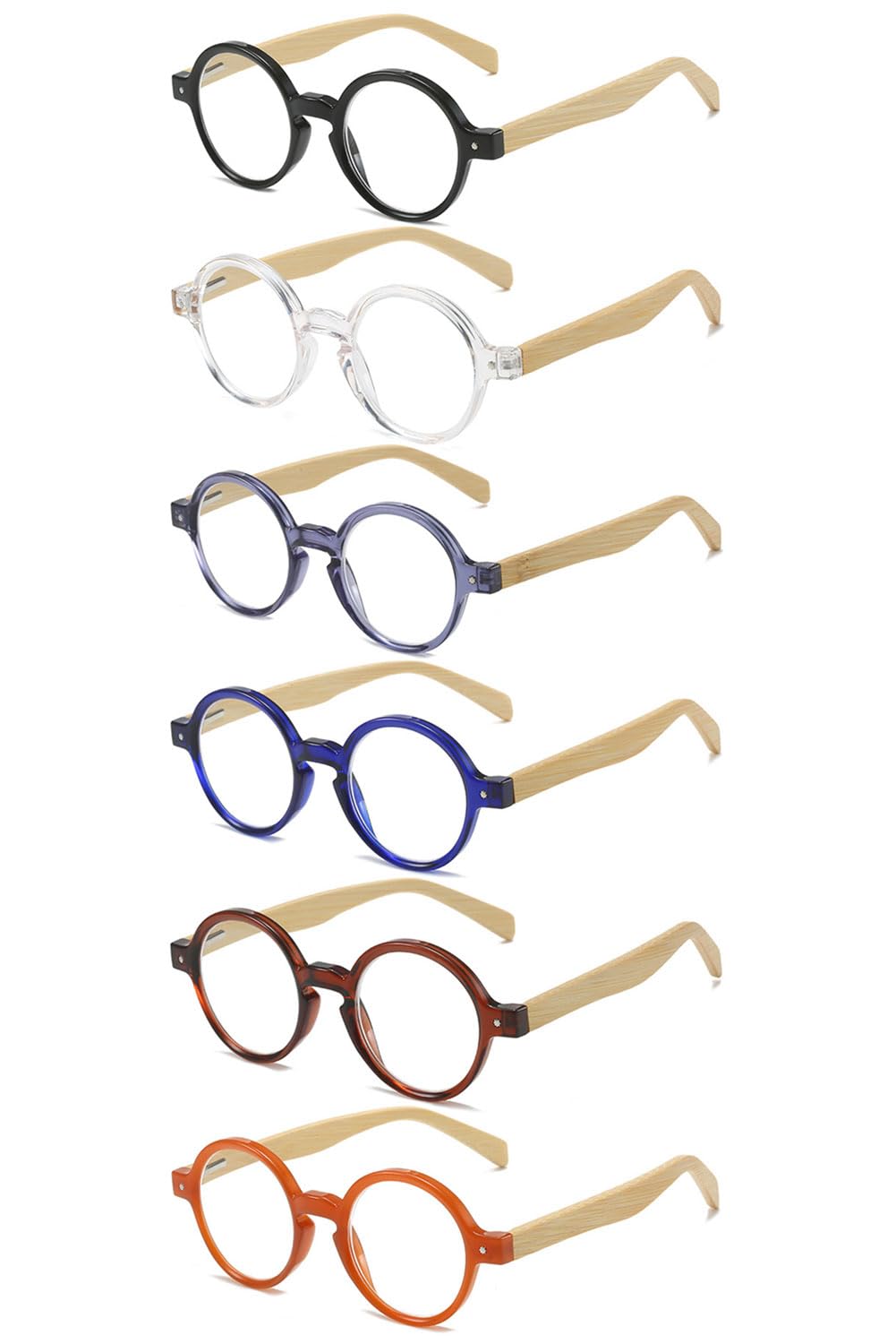 VEVESMUNDO Retro Runde Lesebrille Vintage Herren Damen Holz Kunststoff Holzbügel Sehhilfe Lesehilfe Brillen +1.0,+1.5,+2.0,+2.5,+3.0,+3.5,+4.0