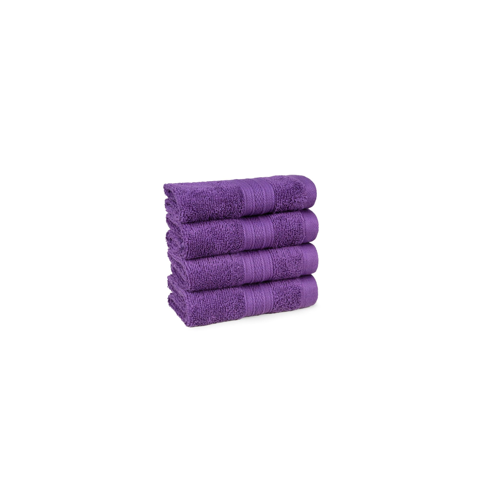 TRIDENT Soft Comfort Air Rich 100% Cotton Towel for Face, 500 GSM Highly Absorbent Towels for Men/Women, 4Pc Face Towel Set (30.5 cm X 30.5 cm), Plum