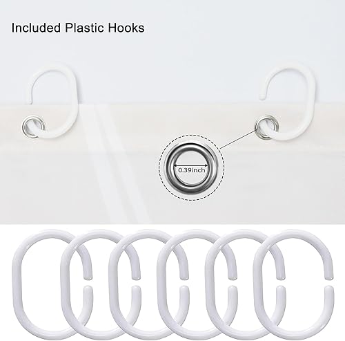 Miniatura 4 de Punkray Cortina de ducha de tela a rayas naranja quemada para baño con 12 ganchos, cortinas de ducha para baño, accesorios de baño impermeables