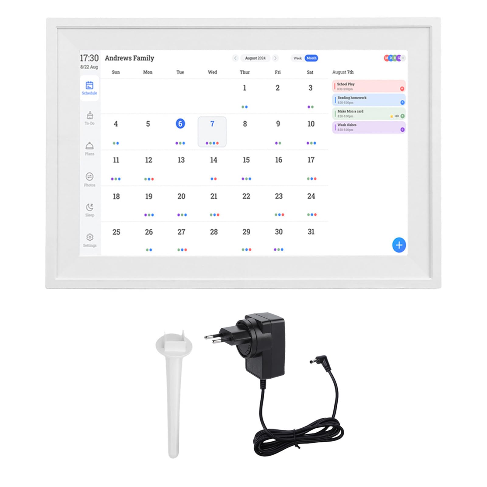 Akozon Intelligenter Digitaler Kalender, 10,1 Zoll HD-Touchscreen, WLAN, Dualband, 5G, Bilderrahmen, Familienplaner mit App für den Heimgebrauch (EU-Stecker)
