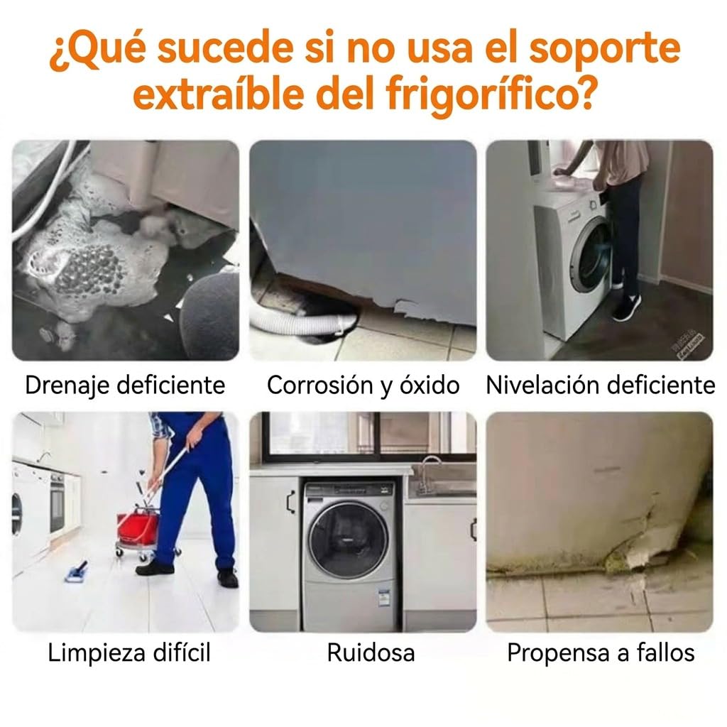 Base Lavadora EXTRA FUERTE, Base para Lavadora con 8 Patas Regulables, Soporte para Electrodomésticos Pesados, Carga 450 kg [Clase de eficiencia energética A+++]