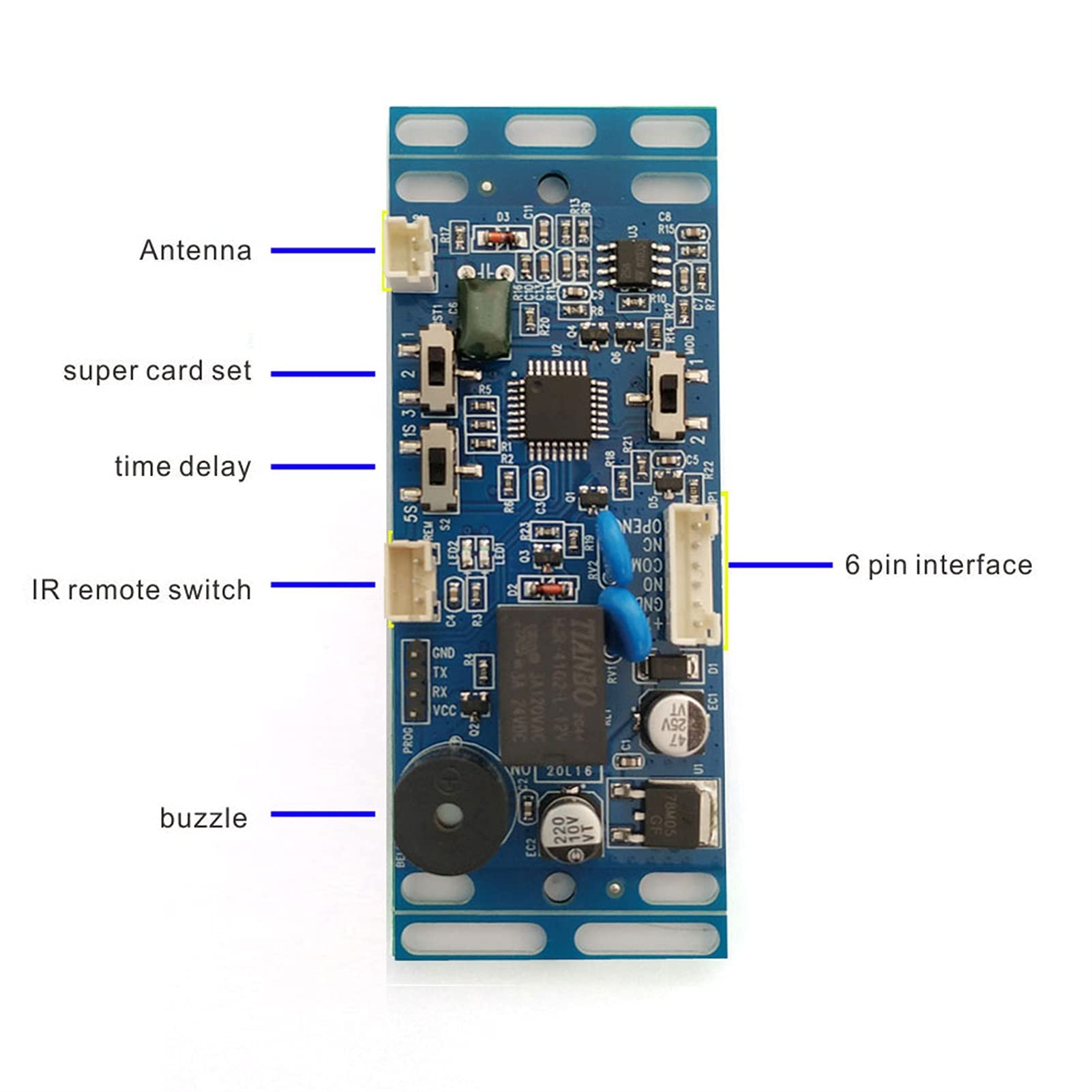 EM/ID Contrôle d'accès à la porte embarqué Contrôle d'accès Interphone Control Control Control avec 2pcs Carte mère 10pcs EM Touche FOB Min: 1pcs,ConçU Pour Un Service Durable(Exit button)