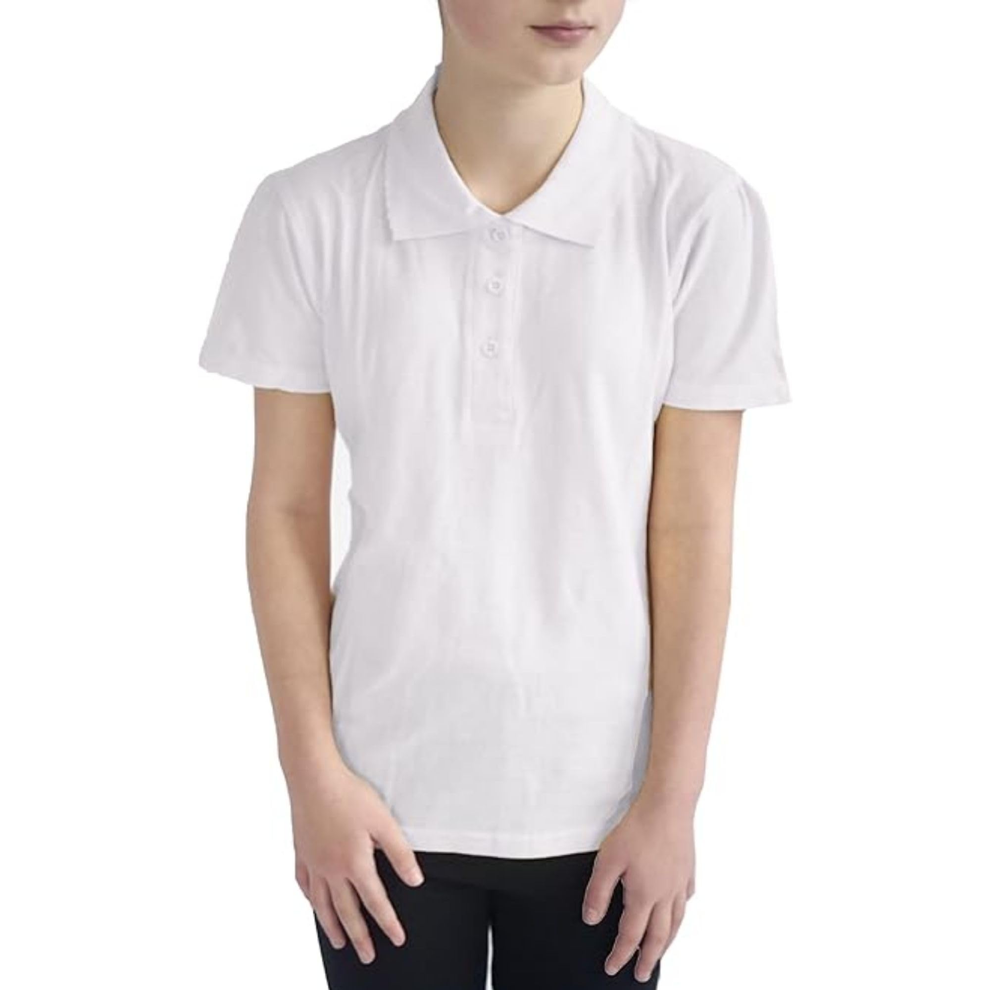 Panzy Pack de 2 polos para niñas 100% algodón, uniformes escolares para niños de 3 a 10 años