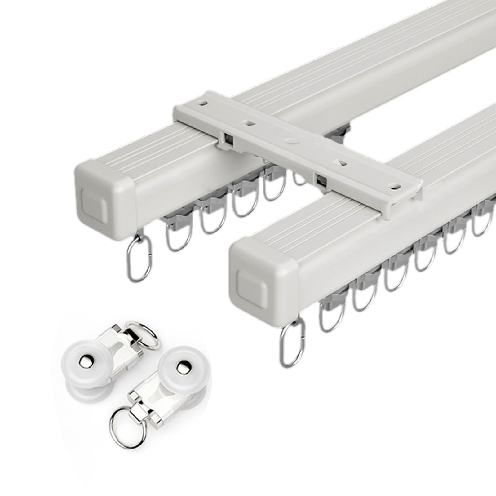 Riel de cortina doble de 300 cm para techo de aluminio reforzado duradero