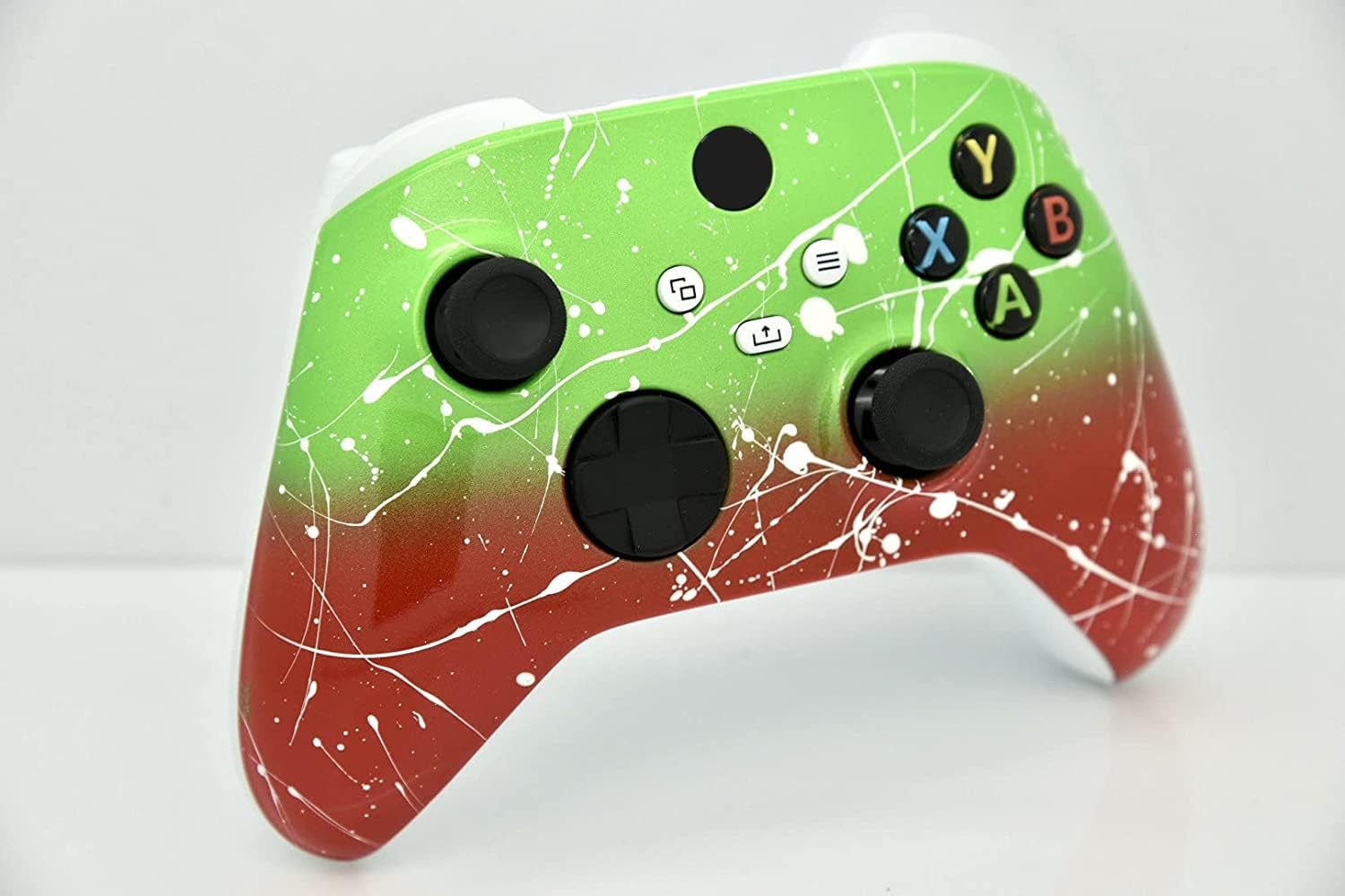 Hand Airbrushed Fade Custom Controller Compatible with Xbox Series X/S & Xbox One (Series X/S Green & Red White Drip)