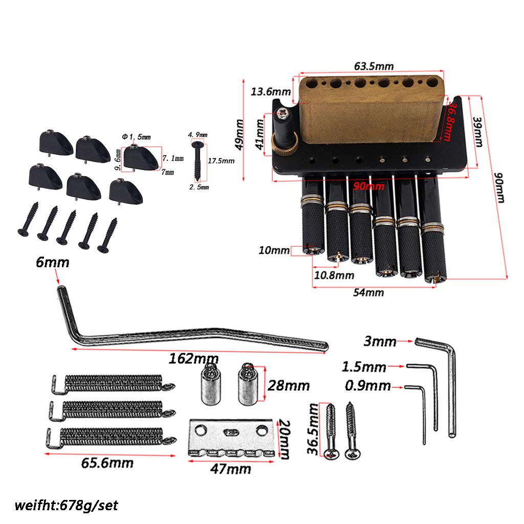 Alnicov Sistema tremolo per chitarra a 6 corde senza testa con cordiera per strumenti di ricambio per chitarra elettrica