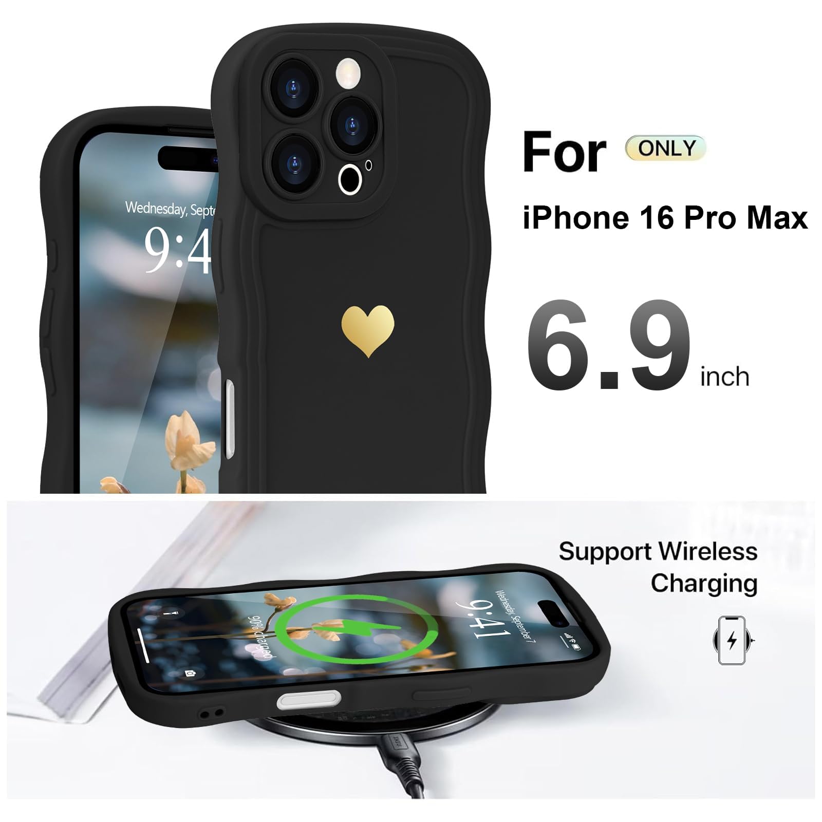 Amazon.com: LAPOPNUT for iPhone 16 Pro Max Case Cute Heart Simple