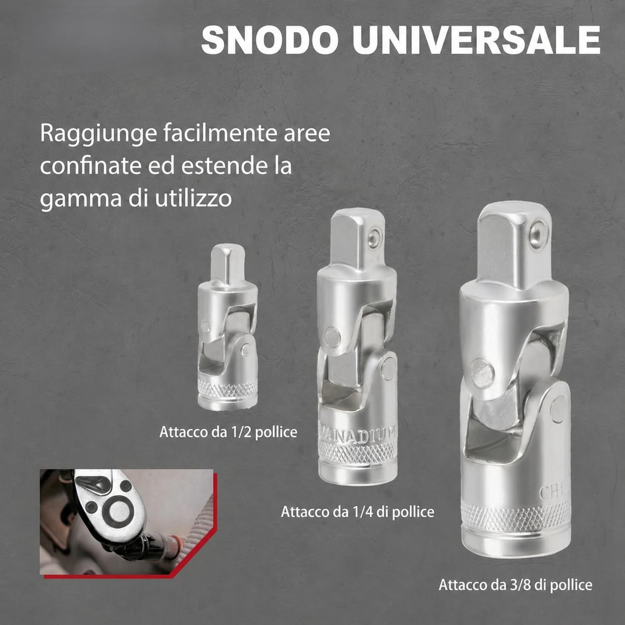 Set Chiavi a Cricchetto 216 Pezzi con Bussole e Accessori, Kit Attrezzi Completo 1/4 3/8 1/2 Pollici con Valigetta, Chiavi per Auto e Officina