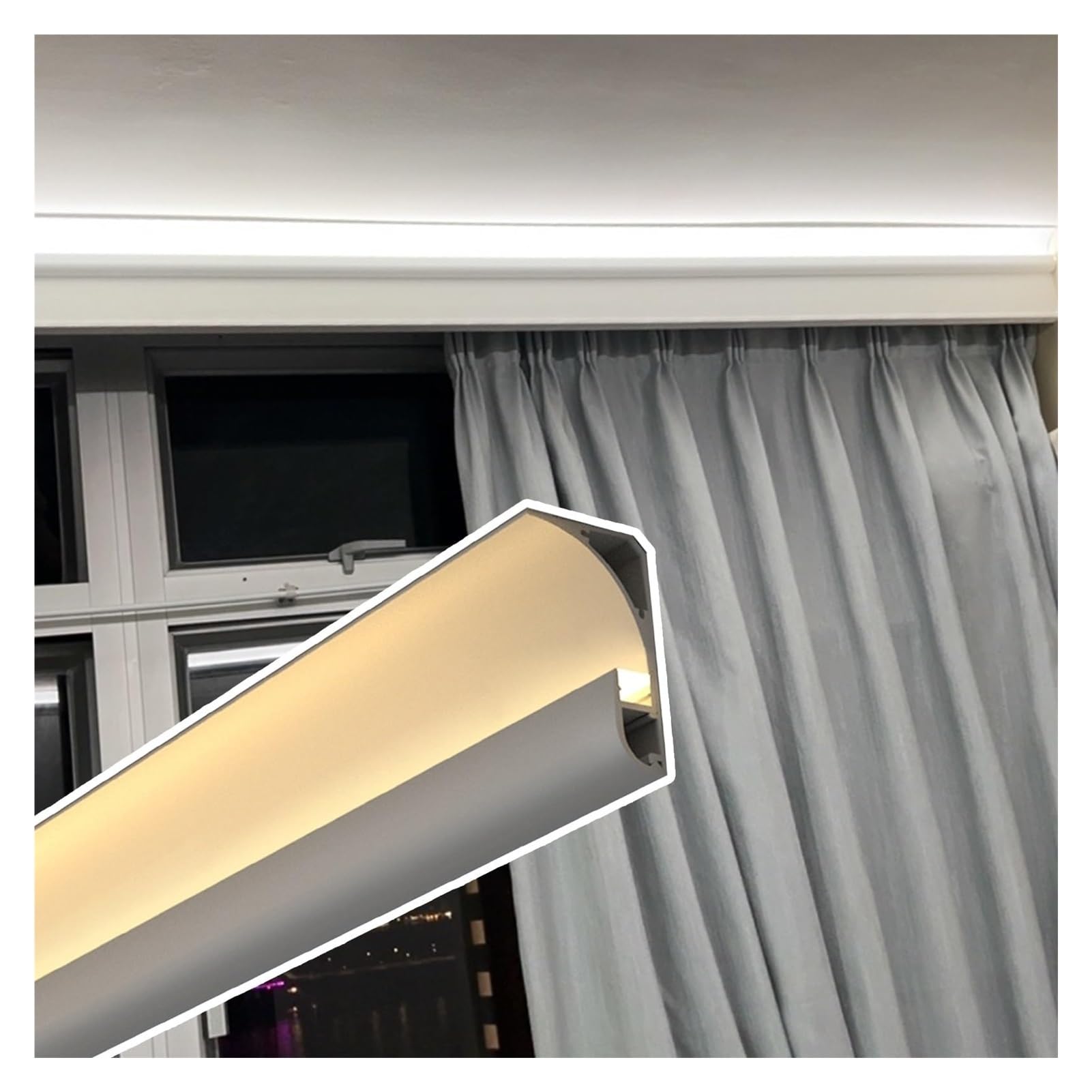 Perfil de canal LED de aluminio para tiras de luces de 8 mm, difusor de moldura de corona de montaje en superficie para techo de yeso, blanco, 2,4 m, ideal para iluminación del hogar