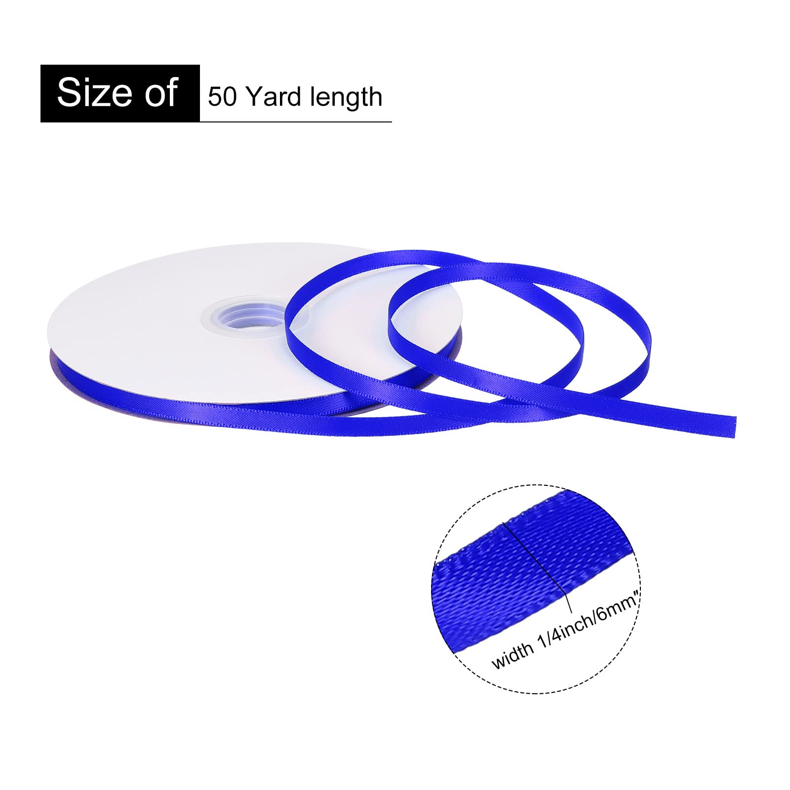 Sourcing Map 1/4" 50 Verges Double Face Solide Satin Ruban