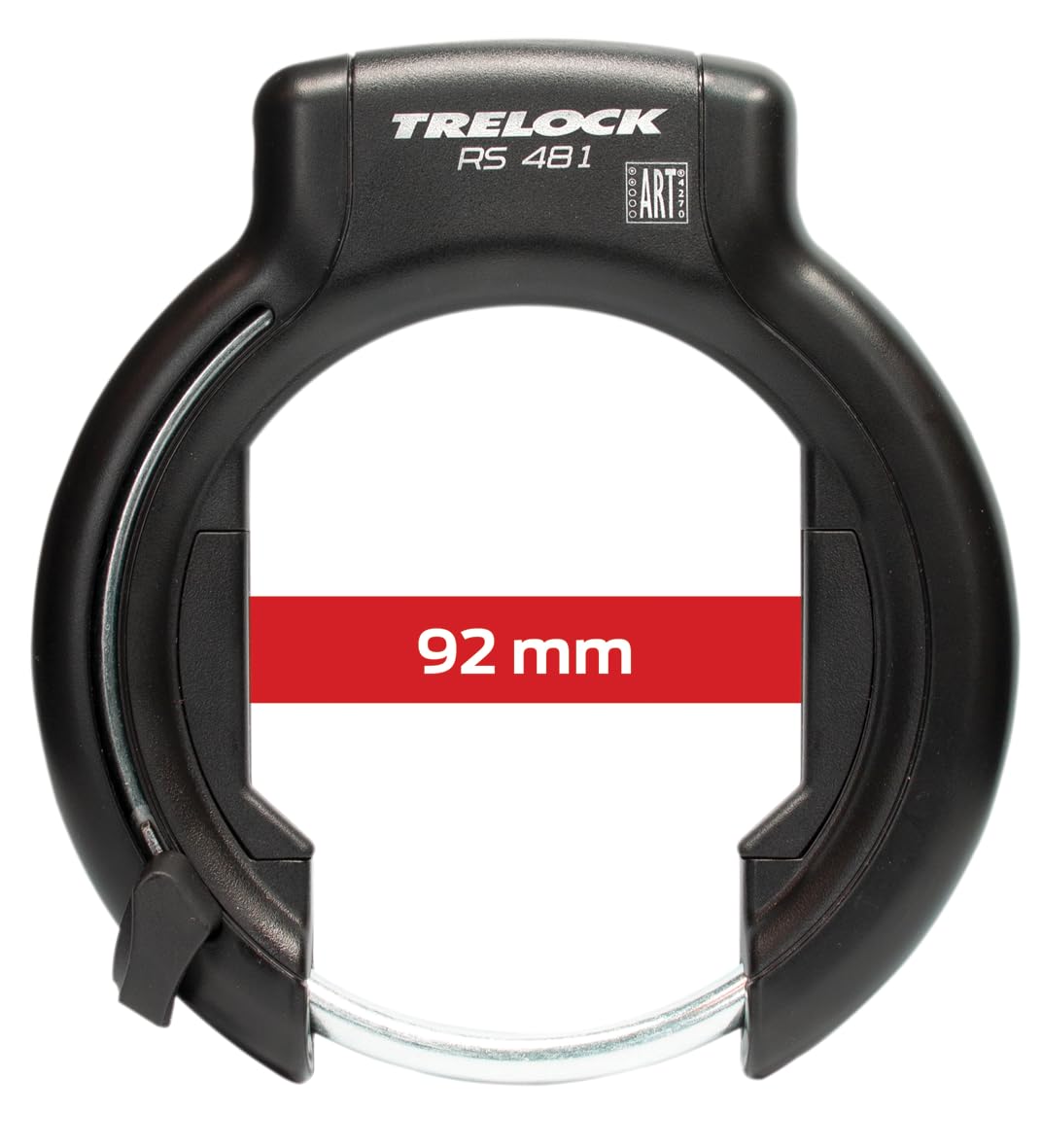 TRELOCK Rahmenschloss RS 481 Naz – Für extra breite Reifen – 92 mm Durchlauf – Einsteckketten kompatibel – Schlüssel Nicht abziehbar