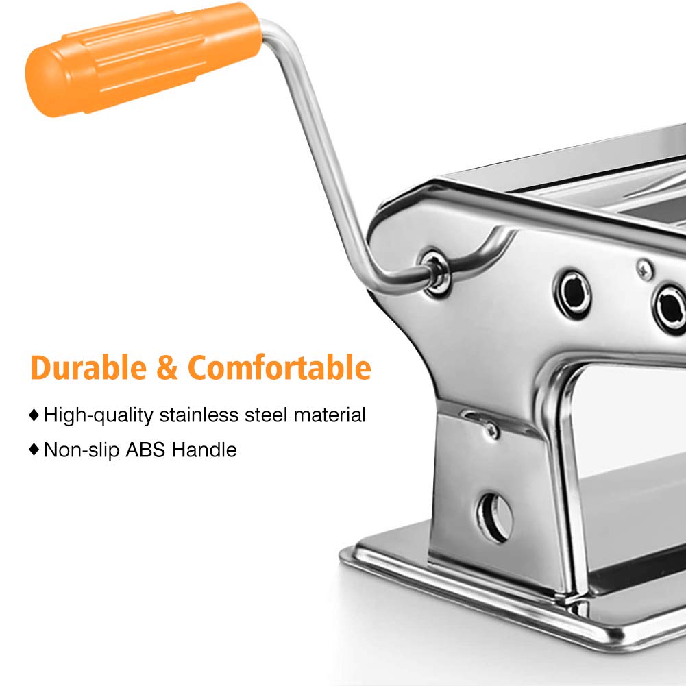 Máquina para hacer pasta, cortador de fideos de acero inoxidable, máquina de pasta manual 3 en 1, máquina de fideos con rodillo de pasta para espaguetis lasaña tallar