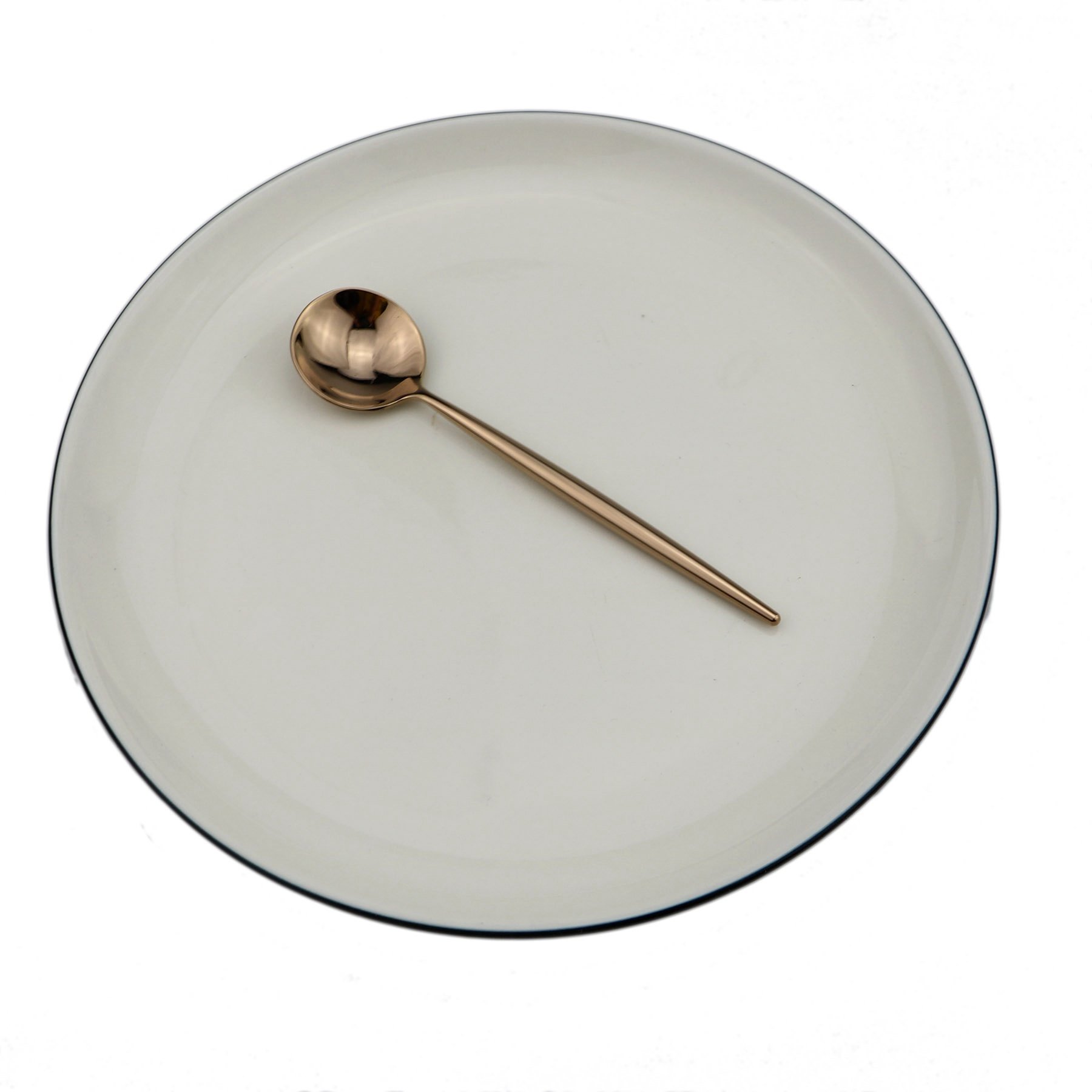 BRIIEC Rose Gold 18/10 Stainles Steel Coffee Spoons, Slim Cutlery for Kitchen Hotel Restaurant Wedding Party, Mirror Finish, Dishwasher Safe, Pack of 6