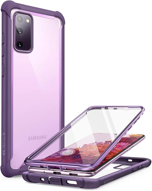 i-Blason Ares Series Designed for Samsung Galaxy S20 FE 5G Case (2020 Release), Dual Layer Rugged Clear Bumper Case with Built-in Screen Protector (Purple) - 6.5 inches