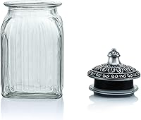 Vista 2 de SOCOSY Tarro de cristal transparente vintage para dulces con tapa, tarro de comida, tarro de nueces, caja de joyería, tarros de dulces de boda