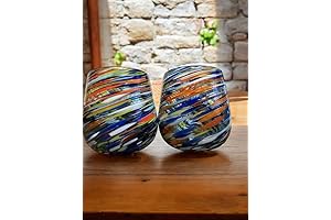 Handblown Confetti Stemless Wine Glasses