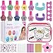 Anpro 19Stk Nagellack Set Nagelset Kinder Auf Wasserbasis, Nageldesign Mädchen Geschenk Set 4 glänzender Nagellack + 6 Einfarbiger Nagellack(ab 3 Jahren)