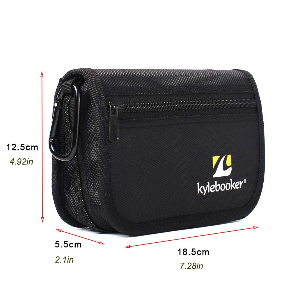 Kylebooker Przechowywanie przynęt torba do przechowywania przynęt spinningowych przynęty portfel etui muchy pudełko, Czarny, 7.28x4.9x2.16inch, Torba na przynętę wędkarską