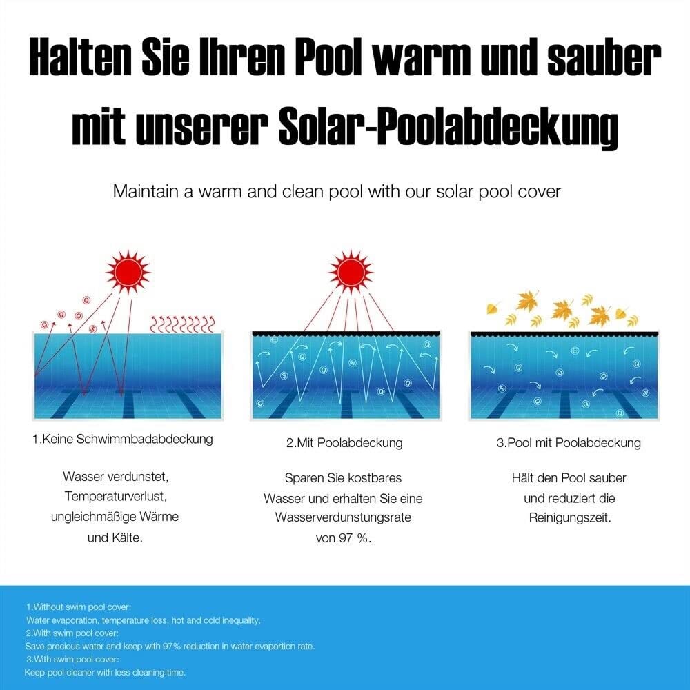 Melko Solarfolie Pool Ø 366 cm Poolabdeckung Solarplane Ösen Schwarz PVC Wärmeplane