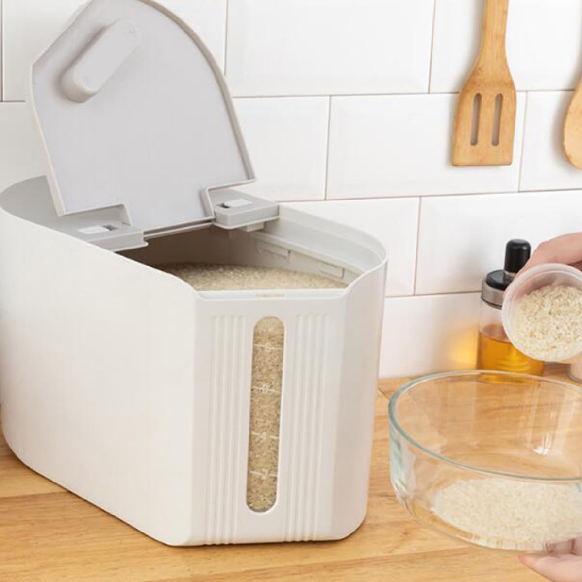 Sealed Plastic Rice Storage Box 10kg for Kitchen Restaurant