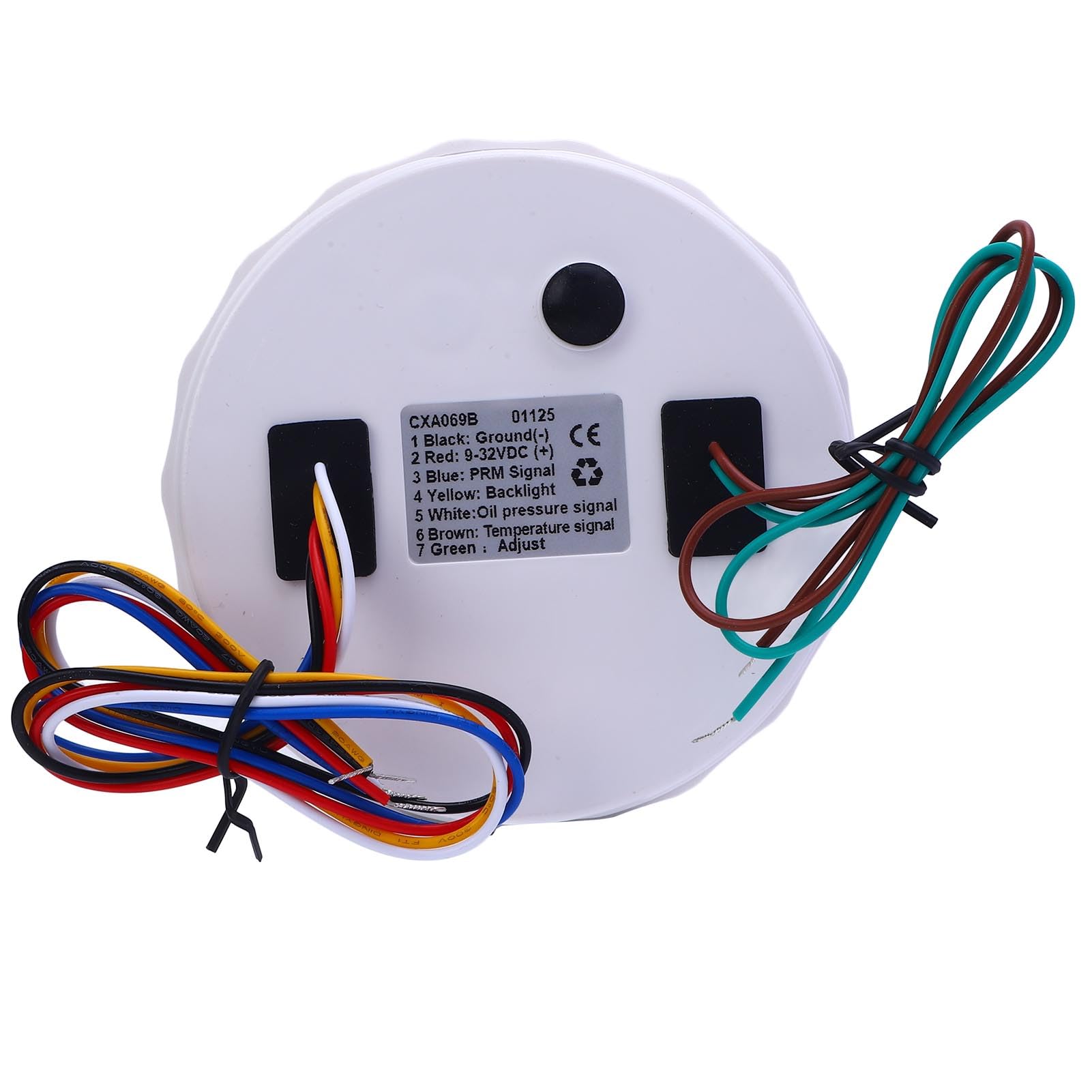 Elektryczny Obrotomierz 3 w 1 Wskaźnik Ciśnienia Termometr do Wody 4 3/8 Cala 7 Kolorów Podświetlany dla Jachtu RV Wszechstronna kompatybilność (Czarna tarcza, czarna ramka)