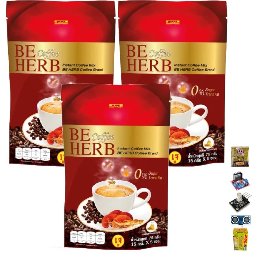 75 grams (5 Sachets) Roasted Delicious Mellow Intense BeHerbCoffee Instant Coffee Mix Healthy 18 in 1 Vegan Snack (of 3) By Beautygoodshop [Get Free For You Beauty Gifts] image 4
