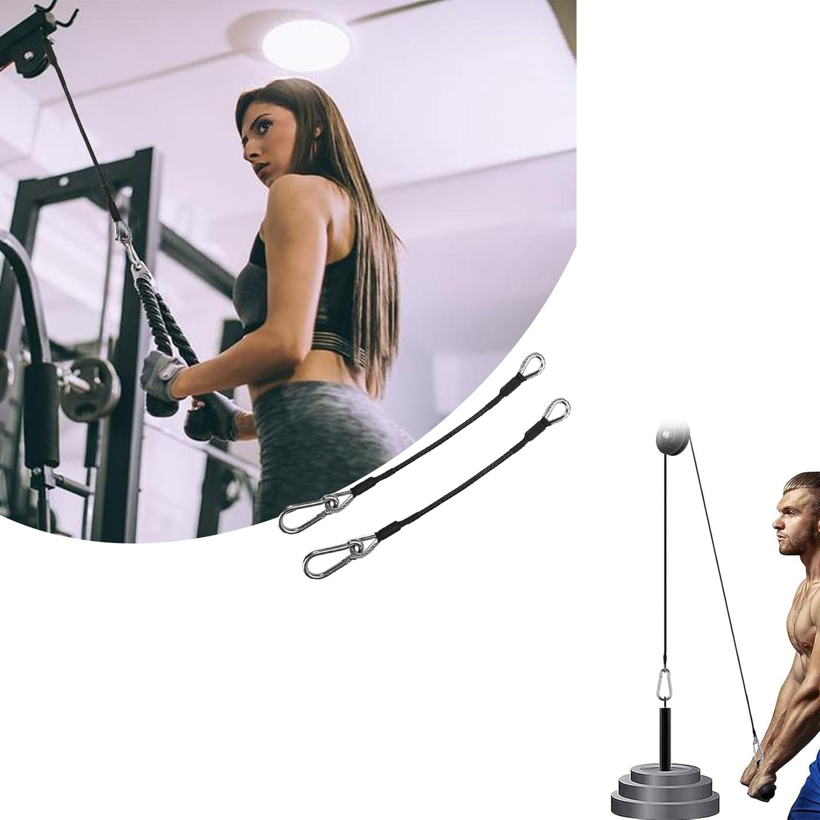 Prolunghe Per Cavi Da Palestra 25,4 Cm Con Moschettoni - 2 Pezzi, Acciaio Inox, Per Cable Machine