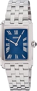 ساعة يد بحركة كوارتز وسوار من الفولاذ المقاوم للصدأ من سيكو بمينا أزرق للنساء، موديل SWR085P1