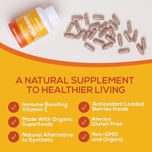 Miniatura 5 de Paleovalley Essential C Complex - Suplemento de vitamina C para apoyo inmunológico - Paquete de 3, 450 mg - De superalimentos orgánicos Cereza de