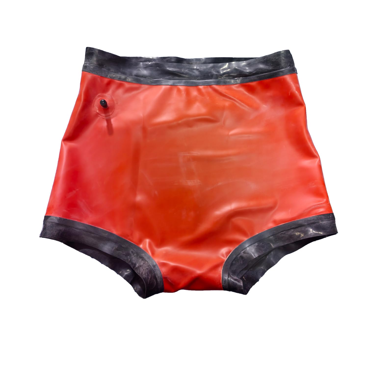 Zweilagiger Latex Orange mit schwarzem Rand Aufblasbarer Slips,Herren Gummi Shorts Windeln Überhosen Unterwäsche