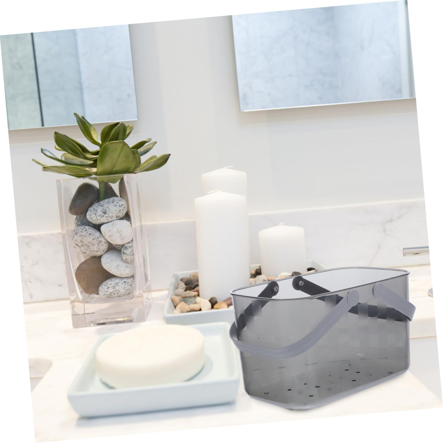 Cesta De Almacenamiento De Ducha Grande Organizador De Baño Drenaje Para Cosméticos y Accesorios De Baño Funcional y Portátil Para Hogar y Viajes