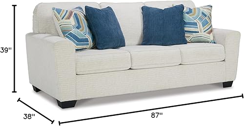 Miniatura 3 de Signature Design by Ashley Cashton Casual 2 en 1 Sofá cama con colchón plegable de espuma viscoelástica, Queen, color blanco
