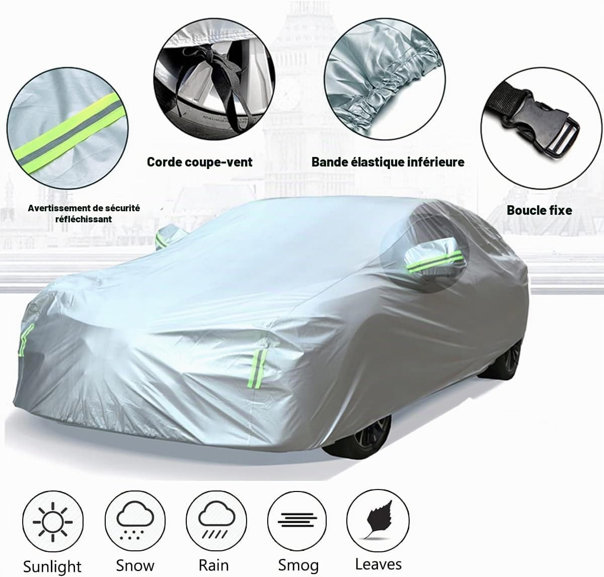 Bache Voiture SUV Exterieur ​Bâche Automobile Housse de véhicule Universelle Étanche Anti-Rayures Protection UV Durable pour SUV (jusqu'à 485 cm)