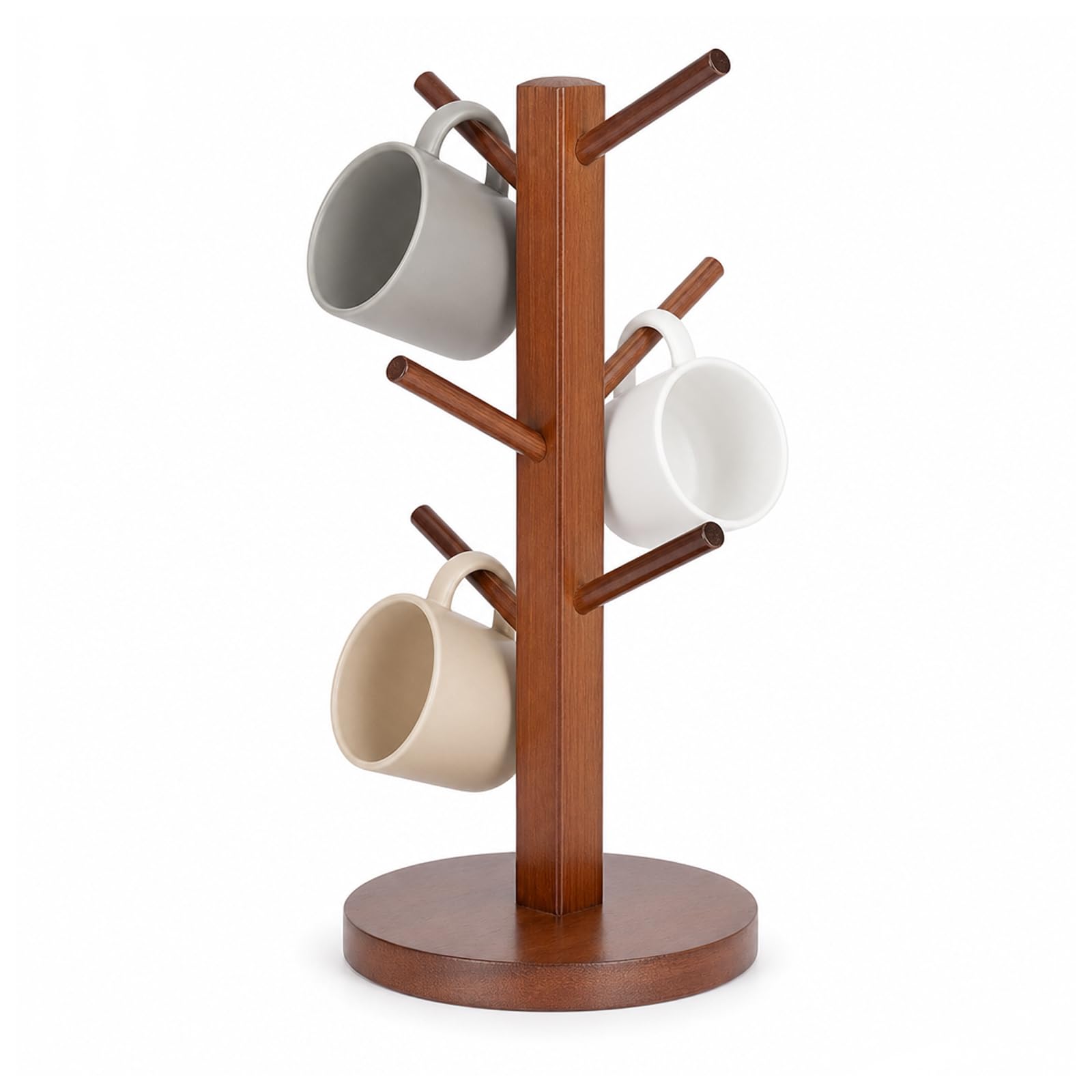 Morvexa Tassenständer Holzoptik, Kaffeetassenständer mit 6 Haken, Tassenhalter Baum für Arbeitsplatte, Becherhalter und Kaffeebecher Organizer für Küche, Kaffee Bar, Tee, Schmuck, Esszimmer Küche, Haushalt & Wohnen