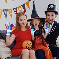 Vista 2 de Guantes LED de 5 colores, 6 modos de iluminación, guantes de luz intermitente para dedos rave, juguetes divertidos (L)